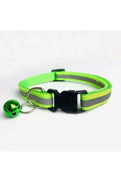 zola Reflective collar for dogs/cats, with bell, adjustable, size 21-33 cm, green