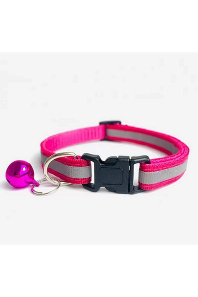 zola Zgarda reflectorizanta pentru caini/pisici, cu clopotel, reglabila, marime 21-33 cm, roz