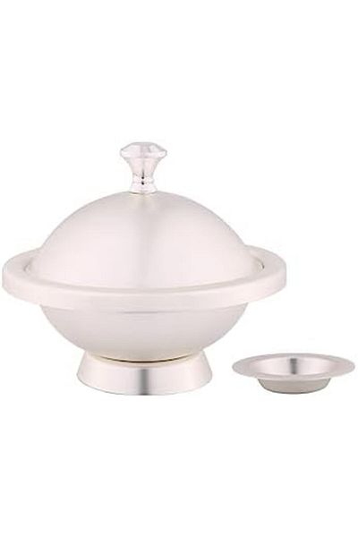 ALSAIF Iron Date Bowl With Round Design By - Medium Size, Matte Silver