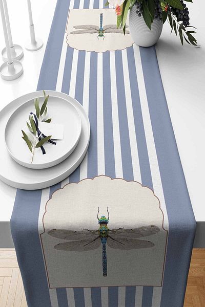 Pilloveland Runner Dragonfly Patterned Suede Woven 140*40 cm