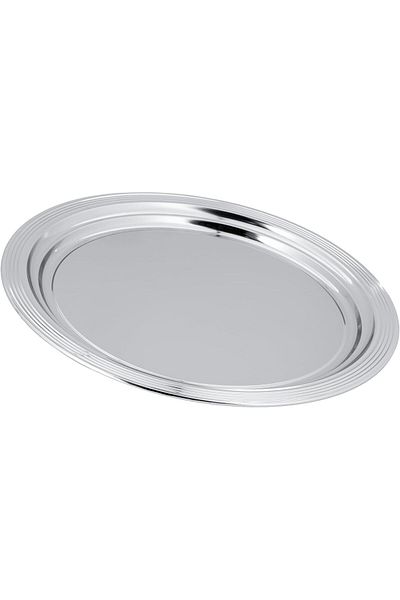 ALSAIF Oval Serving Tray With Side Handles, Chrome