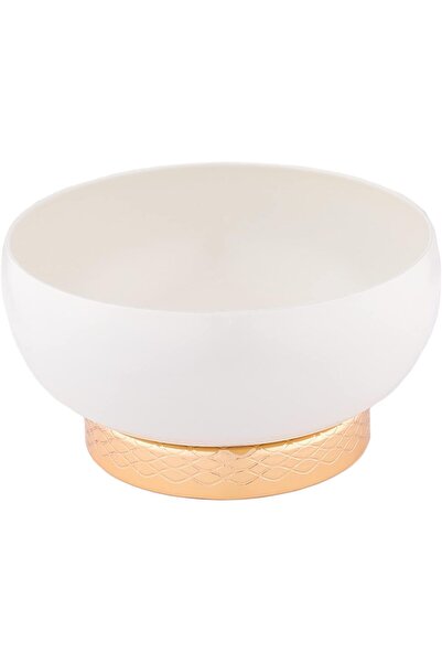 ALSAIF Jwanaa Serving Tray With Lid.size: Small, Colour : White/gold