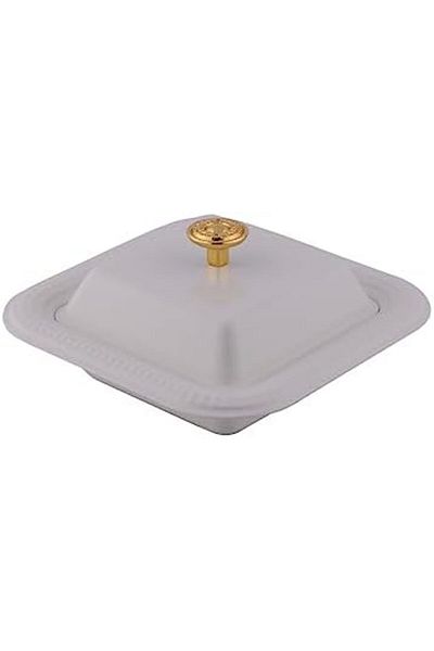 ALSAIF Square Iron Date Dish By , Small, Ivory White, 1 Piece
