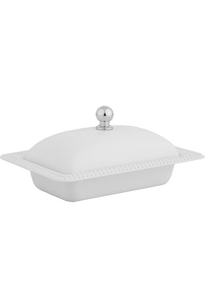 ALSAIF Steel Date Bowl With Cover, Size: 12.5 Cm, Color: White/nickel