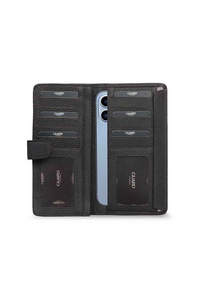 GUARD Brown Genuine Leather Women's Wallet with Phone Port and Flap - Gdr250519Wt1378