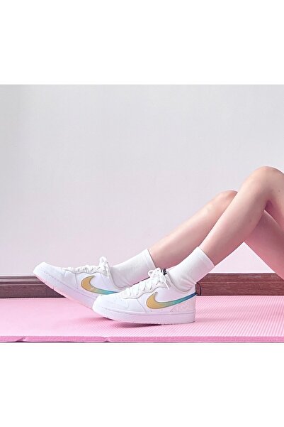 Nike Court Borough Low 2 SE GS Günlük Ayakkabı Beyaz/Özel Çok Renkli