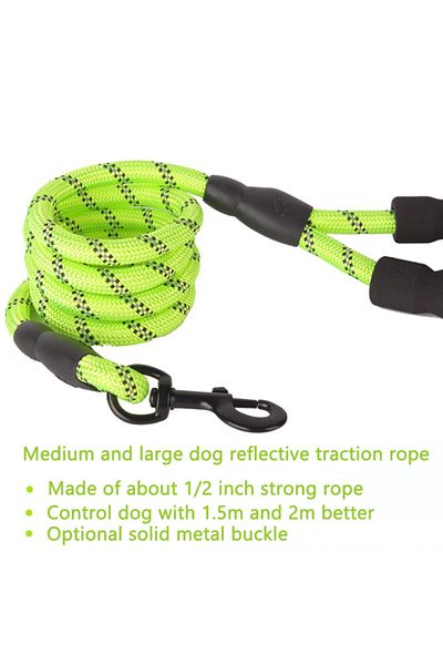 zola Dog training leash, 150x1 cm, foam handle, reflective material, green