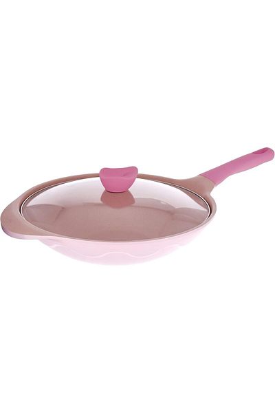 ALSAIF Alumina Vita Non-stick Frying Pan By Emircook, Size: 32 Cm, Pink, Aluminum, From El-saif Co