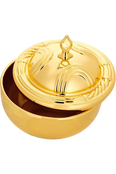 ALSAIF Round Bowl With Lid, Medium, Gold