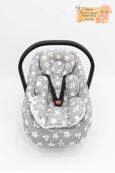 mordesign Orthopedic Stroller Cushion with Lumbar Support, Double Sided Big Stars, Gray Color