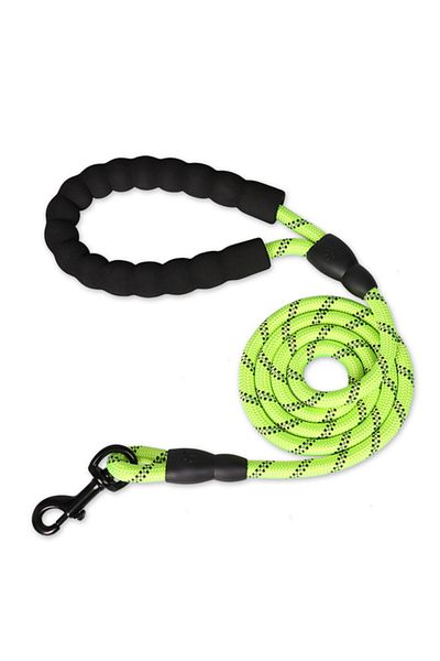 zola Dog training leash, 150x1 cm, foam handle, reflective material, green