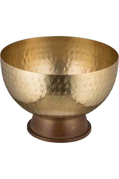 ALSAIF Wooden Base Serving Bowl, It Can Be Used To Serve Salad, Pasta, Or Fruit,size: 20x20x12,color: Gold