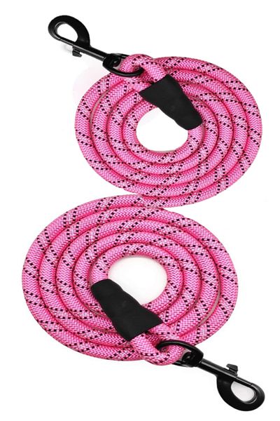 zola Lesa de drasaj pentru caini,cu banda reflectorizanta, material rezistent, dimensiune 10mx1cm, roz