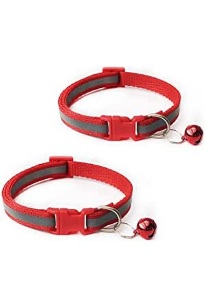zola Reflective collar for dogs/cats, with bell, adjustable, size 21-33 cm, red