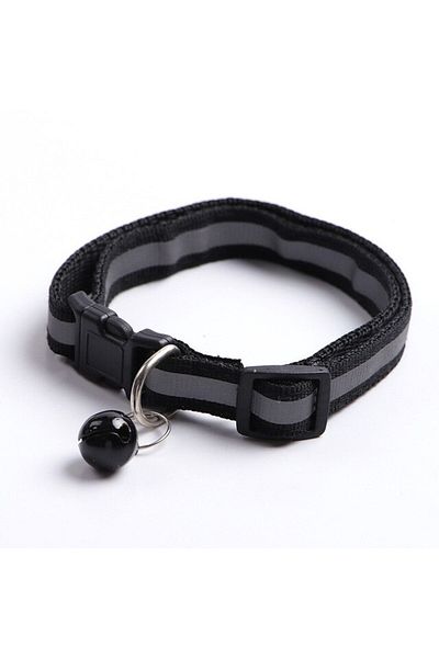 zola Zgarda reflectorizanta pentru caini/pisici, cu clopotel, reglabila, marime 21-33 cm, neagra