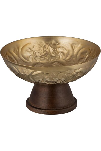 ALSAIF Wooden Base Serving Bowl, It Can Be Used To Serve Salad, Pasta, Or Fruit,size: 19x19x11,color: Gold