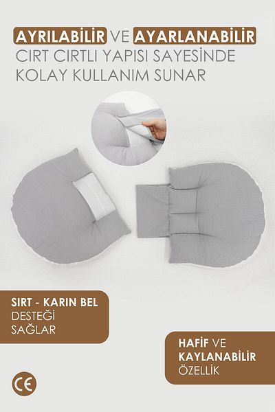 mordesign Pregnant Sleeping Pillow, Breastfeeding and Sitting Support Pillow Gray