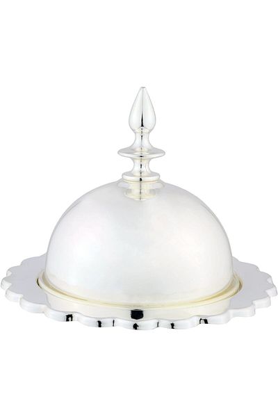 ALSAIF Dates Bowl With Lid, Small, Silver Color, 1 Piece