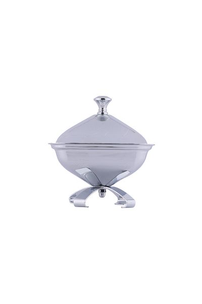 ALSAIF Square Date Bowl by ALSAIF, Small Size, Chrome Color, 1 Piece