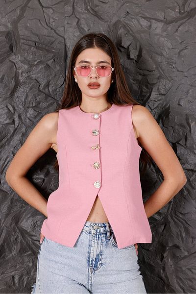 Pulli Collection Елек от 100% лен с копчета