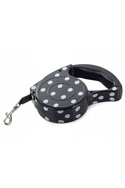 zola Lesa mecanica pentru caini, 5 m, greutate maxima suportata 15 kg, neagra cu buline albe