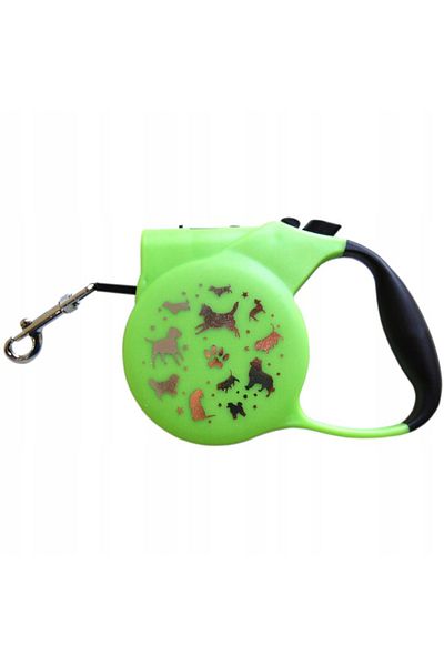 zola Mechanical dog leash, with flashlight, 3m, maximum weight 15 kg, green