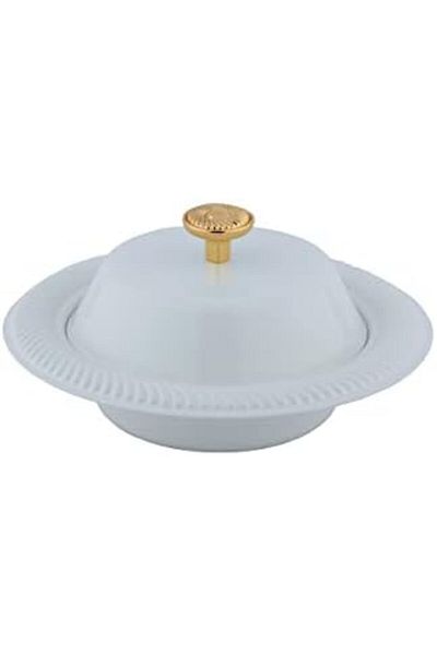 ALSAIF Iron Date Bowl Size: 15.6cm, Color: Ivory White/gold