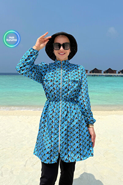 Ka Hijab Valen Tam Kapalı 2'li Tesettür Mayo - Mavi