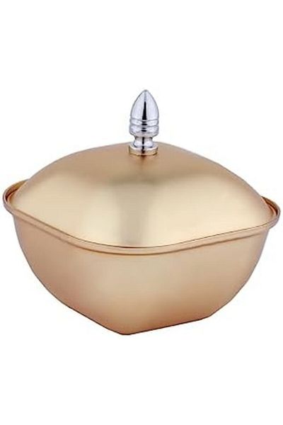 ALSAIF Square Iron Date Bowl With Lid By , Size: Large, Color: Matte Gold, Pieces: 1