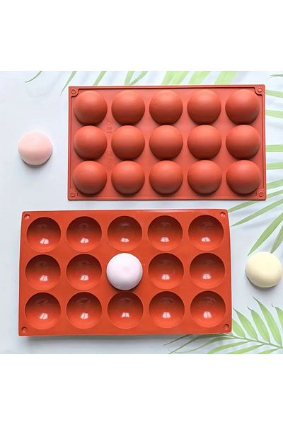 Siliko World 15-Piece Hemisphere Muffin, Chocolate, Cake Mold, Silicone 5cm
