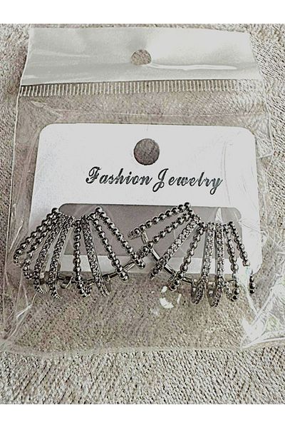 PARLAK EVREN Sparkling Silver Fan Earrings –