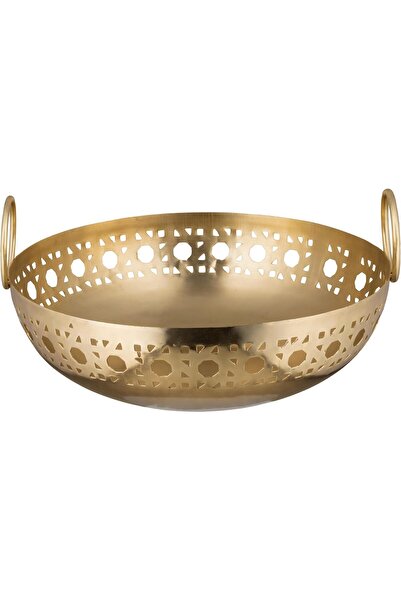 ALSAIF Wooden Base Serving Bowl, It Can Be Used To Serve Salad, Pasta, Or Fruit,size: 29x29x10,color: Gold