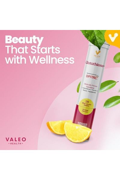 VALEO Glutathione - 20 Effervescent Tablets | Japanese Glutathione & Vit. C