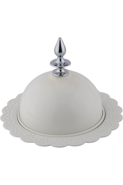 ALSAIF Round Metal Dates Bowl Candy Shape By , Size: Large, Color: Ivory White, 1 Piece