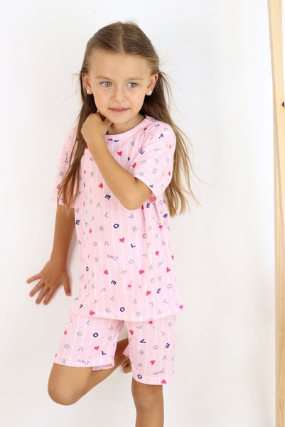 Harika KIDS Girl's Cotton Combed Fabric Pajamas Set with Shorts