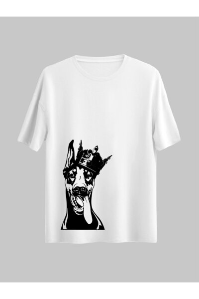 donamod Tricou obișnuit pentru bărbați cu imprimeu Doberman Dog Design