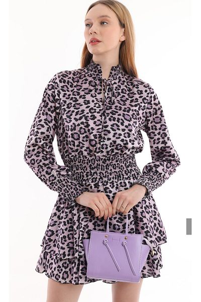 Miss Allos Dress Lined Elastic Waist Satin Trend Dress