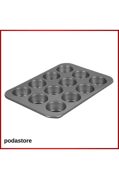 podastore 12-Piece Cupcake Mold – Fireproof Non-Stick Mold for Muffins and Desserts