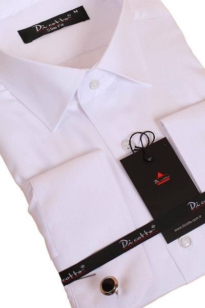Dicotto Ανδρικό πουκάμισο Micro Fabric Slim Fit - Λευκό, Slim Fit, Μανικετόκουμπα - 201-1