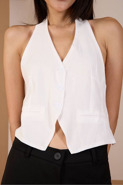 Bolivente Ecru Backless Woven Vest