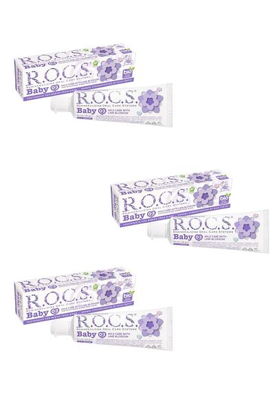 R.O.C.S. Rocs Baby 0-3 Years Old Toothpaste Fluoride-Free (Swallowable) - Linden Extract 35ml (3 Pieces)