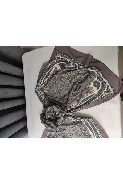 ALTUNTAŞ Women's Cotton Brown Retro Etnic Shawl