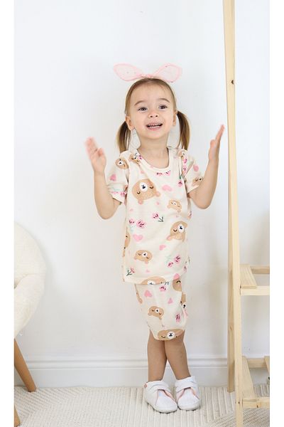 Harika KIDS Girl's Pajama Set with Shorts - Cotton Combed Fabric