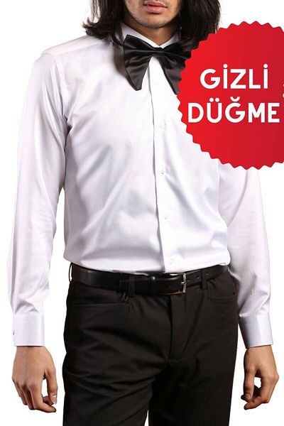 Dicotto Πουκάμισο σμόκιν με γιακά Ata White Groom Slim Fit - 001