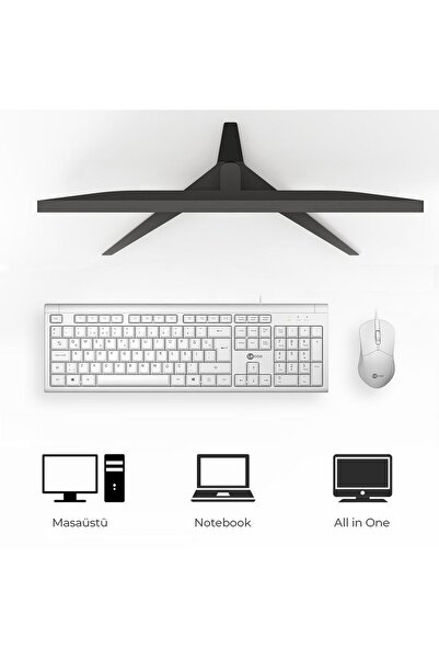 Lecoo CM101 USB Kablolu Türkçe Q Klavye & Mouse Set Beyaz