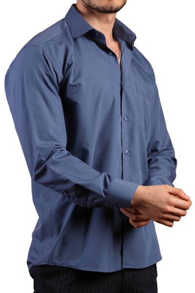 Dicotto Cămașă cu buzunare pentru bărbați, cu mânecă lungă, cu croiala relaxată, albastru petrol - 150-18