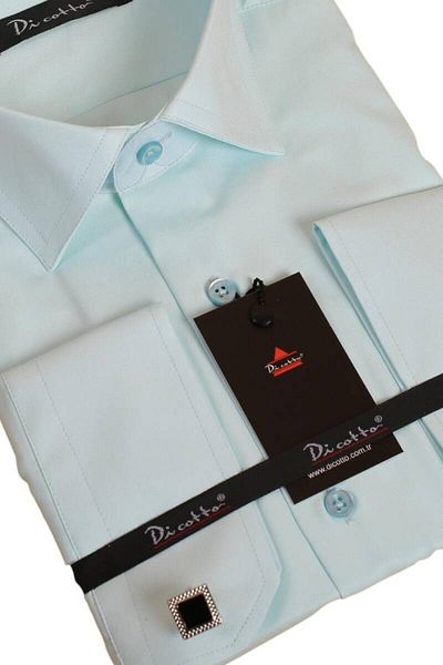 Dicotto Ανδρικό πουκάμισο με κανονική εφαρμογή Water Green Mint Relaxed Cut Micro Fabric με μανικετόκουμπα - 190-22