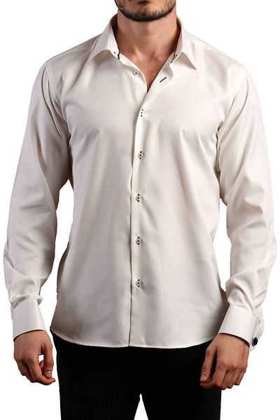 Dicotto Extra Long Sleeve, Slim Fit Micro Fabric Slim Fit Ανδρικό πουκάμισο Κρέμα 8 Drop - Κουμπί, 197-10