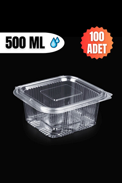 YOK YOK AMBALAJ Disposable Storage Container with Plastic Lid Leak Proof Container 500 ml 100 Pieces