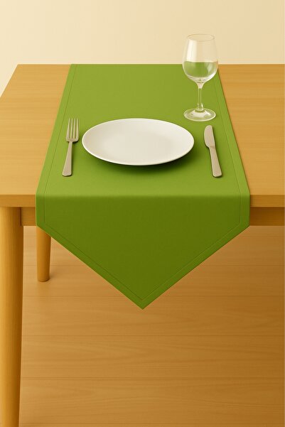 Luvora Home Runner triunghiular texturat din catifea din seria Luna - verde f...